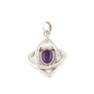 Natural Oval Amethyst Silver Pendant, Solid 925 Sterling Silver, Bezel Setting Pendant Amethyst Necklace, Amethyst Silver Charm Gift For her