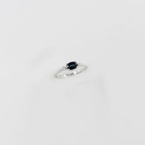 Natural Blue Sapphire Diamond Silver Ring, Solid 925 Sterling Ring, Fancy Silver Ring, Stackable Ring, Minimalist Ring, Ring Gift For Her