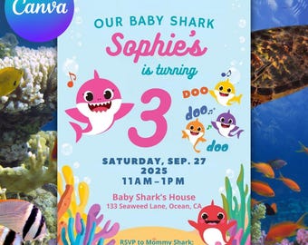 Shark Birthday Invitation: Editable Under the Sea Party (Digital Download)
