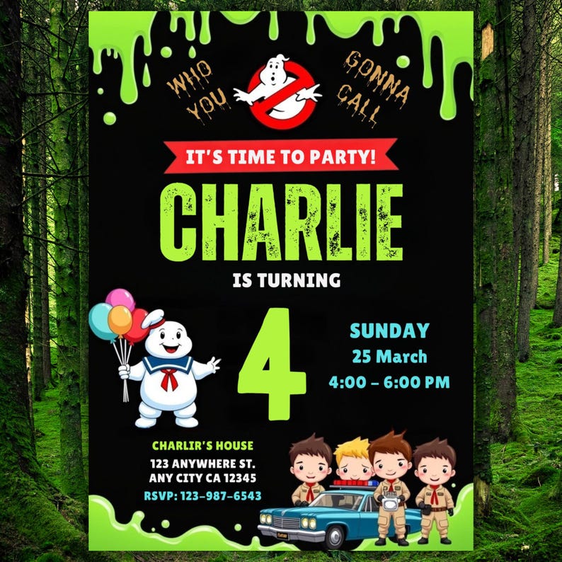 Editable Ghostbusters Birthday Invitation | Printable Ghostbusters ...