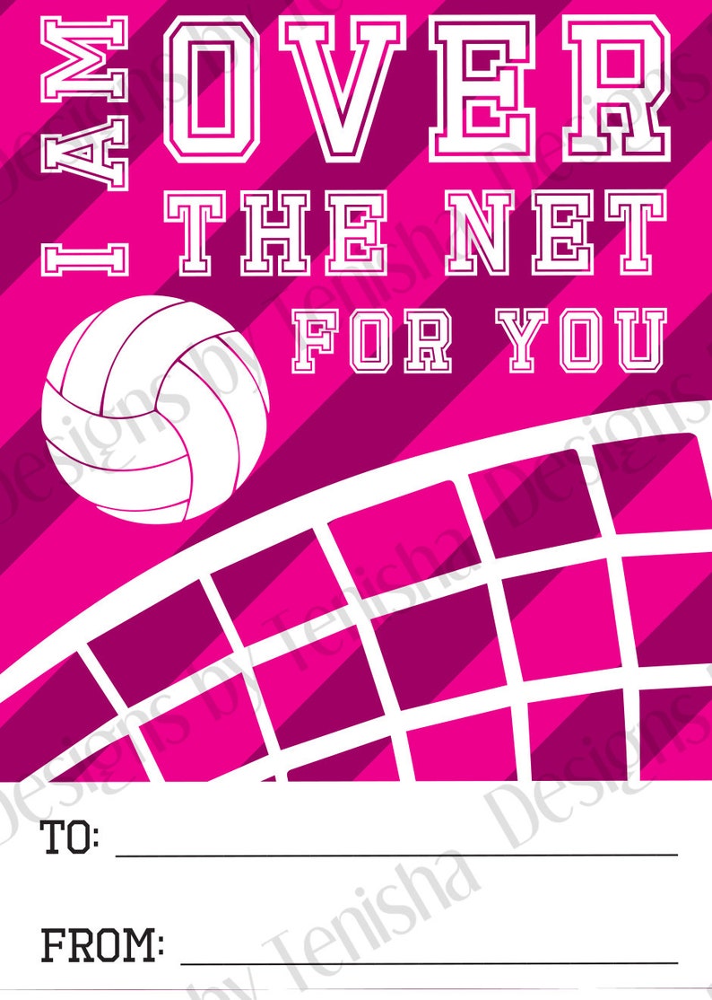 Volleyball Valentine Cards Digital Volleyball Valentine Day Etsy