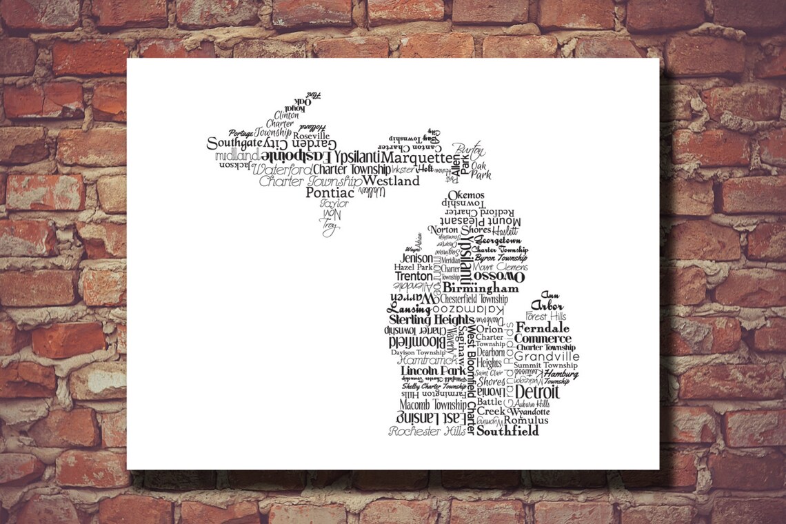 Michigan Art Michigan Printable Michigan Map Michigan MI - Etsy