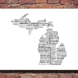 Michigan Art Michigan Printable Michigan Map Michigan MI - Etsy