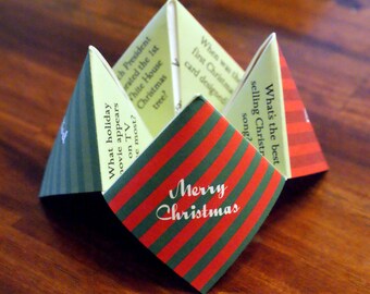 Christmas Cootie Catcher, Christmas Decoration, Christmas Favor, Christmas Card, Holiday Party, Holiday Card, Invitation, DIY, Printable
