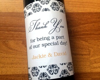 Thank You Wine Labels, Wedding Reception, Bridal Shower, Bridal Party, Table Numbers, Favors, Decor, Sticker, Wedding Wine, Wedding DIY