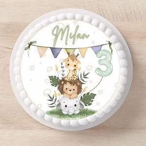 Cake topper / cake image fondant paper personalized animals elephant lion giraffe for birthday
