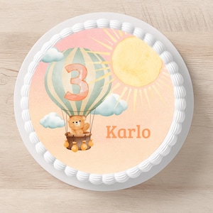 Personalized Hot Air Balloon Cake Topper – Edible Cake Topper Balloon Name Kids Birthday Party Decoration