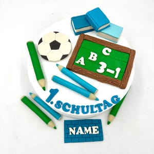 Cake decoration for school enrollment or for the start of school personalized with desired name school child for boys blue cake decoration cake topper start of school