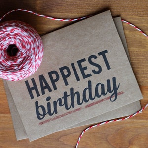 Happiest Birthday Card Typographic Modern Happy Birthday Card Recycle Paper Card image 5