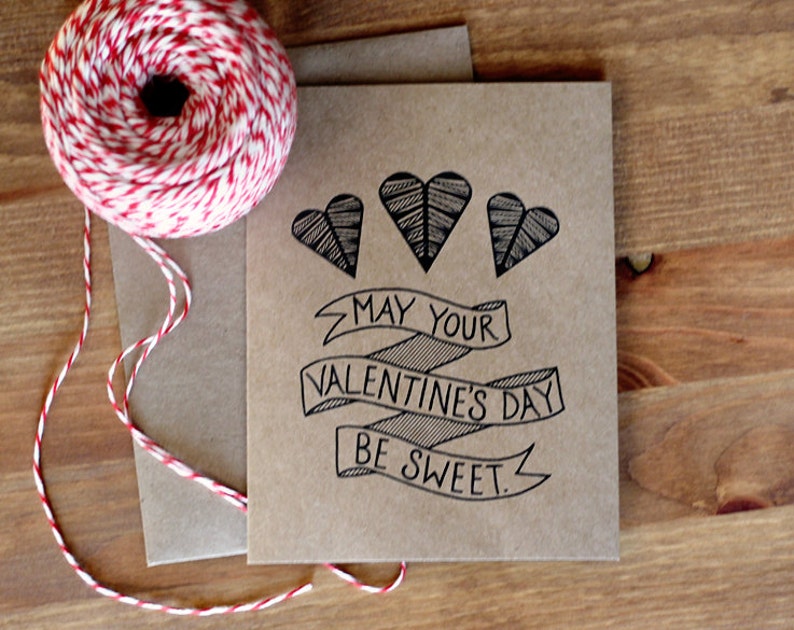 Valentine Card Set of 10 May Your Valentine's Day Be Sweet Hand Lettered Cards and Envelopes image 5