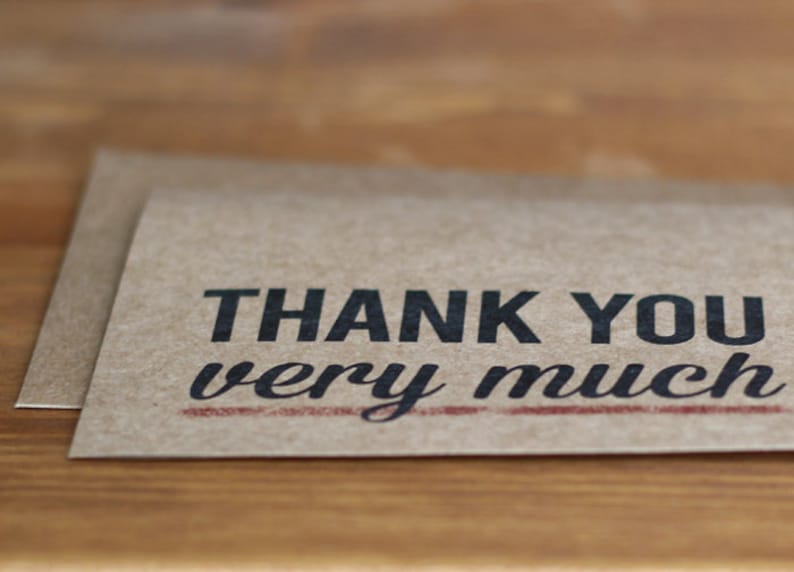 Thank You Very Much Kraft Thank You Cards Thank You Card Set of 20