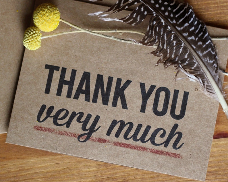 Thank You Very Much Kraft Thank You Cards Thank You Card Set of 20