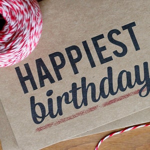 Happiest Birthday Card Typographic Modern Happy Birthday Card Recycle Paper Card image 2