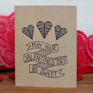 Valentine Card Set of 10 May Your Valentine's Day Be Sweet Hand Lettered Cards and Envelopes image 2