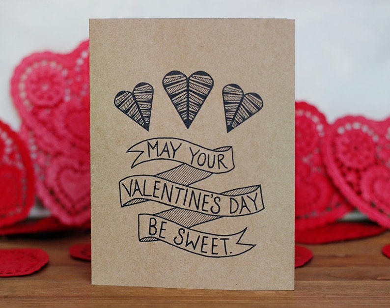 Valentine Card Set of 10 May Your Valentine's Day Be Sweet Hand Lettered Cards and Envelopes image 2