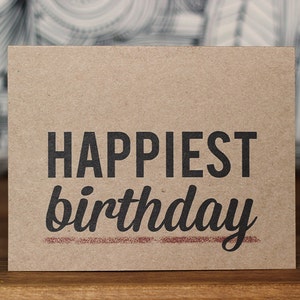 Happiest Birthday Card Typographic Modern Happy Birthday Card Recycle Paper Card image 3