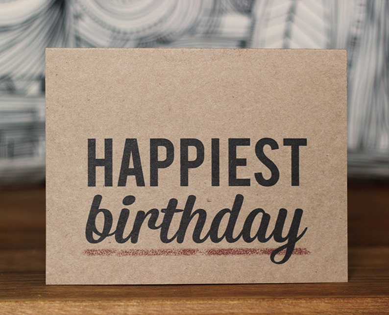 Happiest Birthday Card Typographic Modern Happy Birthday Card Recycle Paper Card image 3