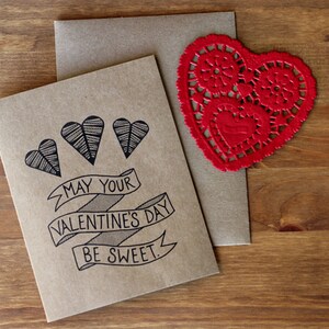 Valentine Card Set of 10 May Your Valentine's Day Be Sweet Hand Lettered Cards and Envelopes image 4