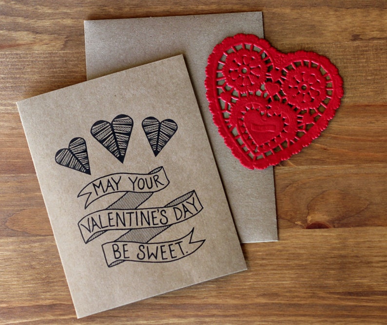 Valentine Card Set of 10 May Your Valentine's Day Be Sweet Hand Lettered Cards and Envelopes image 4