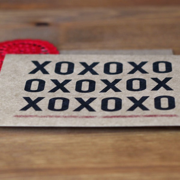 Love Card Set of 10 - XOXO Black and Red Kraft Greeting Cards
