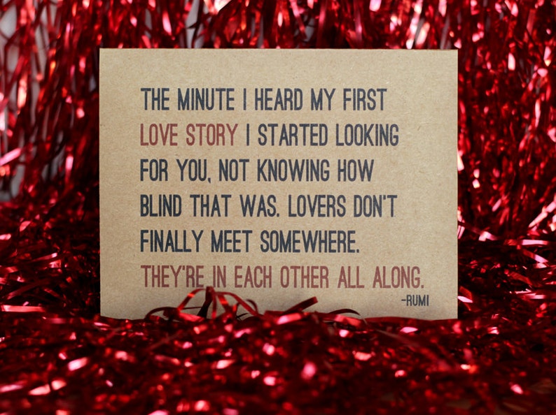 Lovers Card Rumi Quote I Love You Romantic Valentine Card and Envelope image 4