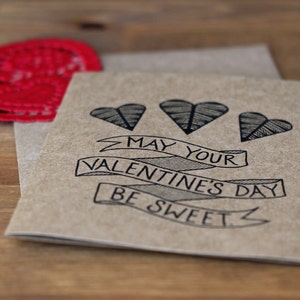 Valentine Card Set of 10 May Your Valentine's Day Be Sweet Hand Lettered Cards and Envelopes image 3