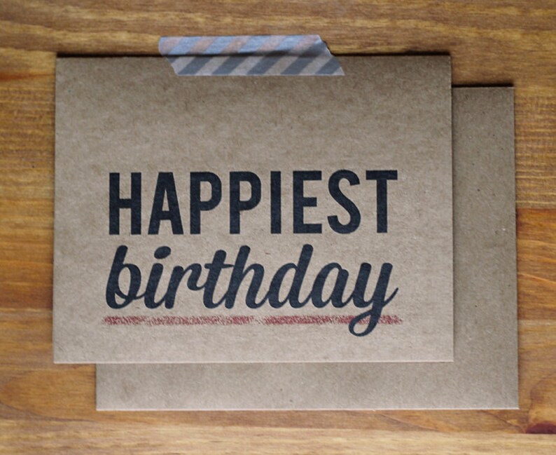 Happiest Birthday Card Typographic Modern Happy Birthday Card Recycle Paper Card image 4