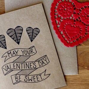 Valentine Card Set of 10 May Your Valentine's Day Be Sweet Hand Lettered Cards and Envelopes image 1