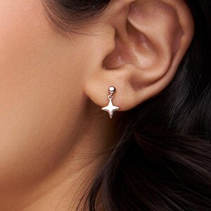 18K Gold Vermeil Star Drop Earrings, Minimalist Dainty Gold Star Dangle Earrings, Cute Everyday Jewelry Gift for Women, Anniversary Gifts