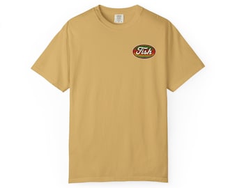 Camiseta unisex teñida con diseño de trucha arcoíris para pesca con mosca, colores cómodos, camiseta de pescador, regalo de pesca, camiseta para actividades al aire libre, ropa de pesca.