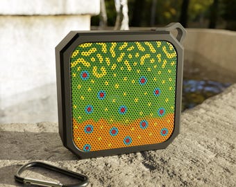 Bluetooth Speaker, Brook Trout Pattern, Fly Fisherman Gift, Outdoor Tech Gadget, Fishing Lover Present, Fisherman Bluetooth Speaker