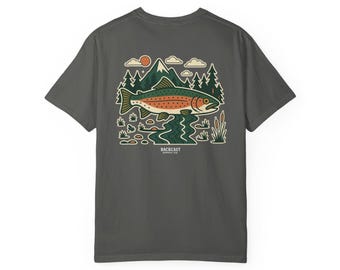 Rainbow Trout Vintage Color Fly Fishing Unisex Garment-Dyed T-shirt, Comfort Colors, Fisherman Tee, Fishing, Outdoors Shirt, Fishing Apparel