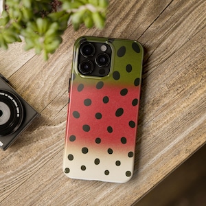 Fly Fishing Rainbow Trout iPhone Phone Case - Artsy & Colorful Gift for Fly Fisher, Tough Case, Fly Fishing Gift, Fisherman Phone Cover,