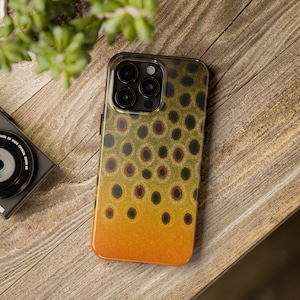 Tough Phone Cases, Fishing Phone Cover, Fly Fisherman Gift, Protective iPhone Case, Colorful Trout Pattern