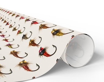 Fly Fishing Wrapping Paper: Nymph Print, River Stream Design