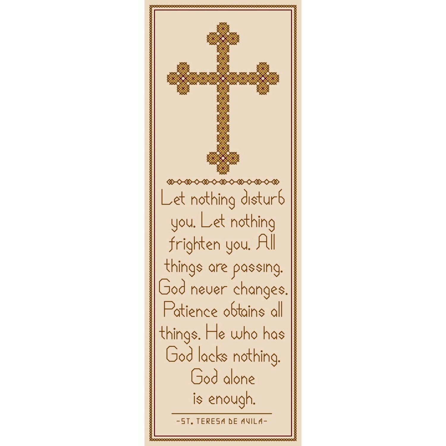 Nada Te Turbe English Version Cross Stitch Chart Etsy