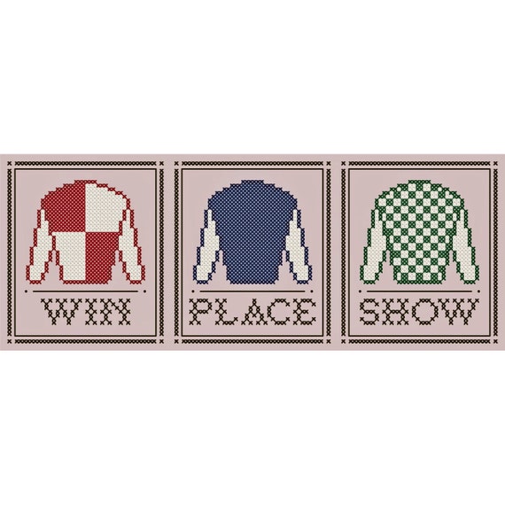 Win Place Show Set of Three Original Cross Stitch Ornament Etsy