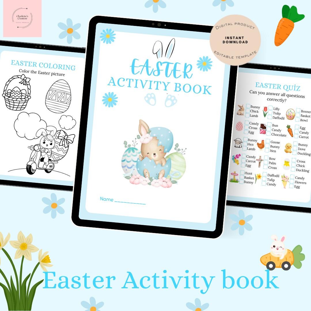 Easter Activity Book for Kids, Games, Coloring Pages (printable PDF ...