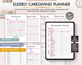 Elderly Caregiving Planner Printable, Senior Care Organizer (Digital Download)