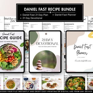21 Day Daniel Fast Recipe Book Planner and Devotional Guide Bundle