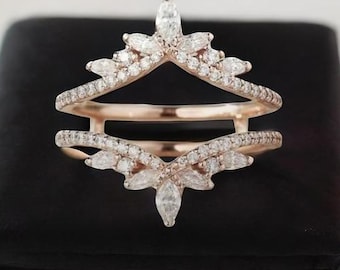 Anello di moissanite, fede nuziale doppia curva in oro massiccio