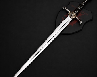 Game of Thrones Sword Replica | Targaryen Fire and Blood Steel Longsword with Wall Display Shield | GOT Fantasy Collectible Gift for Men