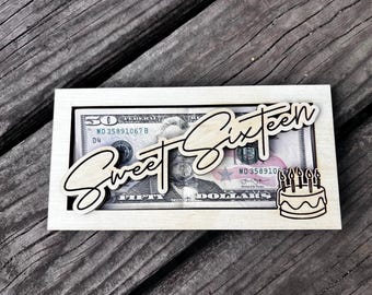 Porta carte regalo personalizzato per il sedicesimo compleanno, regalo in contanti per il 16° compleanno, carta prepagata, porta soldi per ragazzo o ragazza