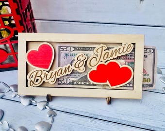 Portasoldi per matrimonio, regalo di San Valentino per lui, regalo per lei, porta contanti, regalo personalizzato, regalo di nozze personalizzato, regalo per coppie