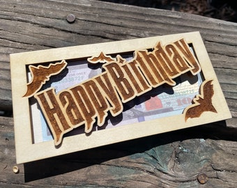 Porta soldi di Halloween con messaggio personalizzato per il compleanno, nome sul retro, edizione limitata