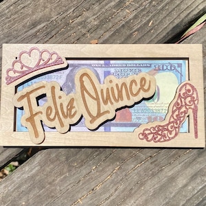 Feliz Quince Feliz Aniversário Quinceanera Ideia de Presente Porta-dinheiro 15º Aniversário Lembrança Personalizada Cartão Personalizado Dinheiro