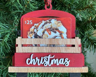 Portacarte regalo natalizio personalizzato: camioncino in legno rustico