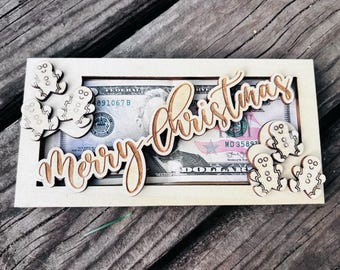Porta soldi natalizio personalizzato a forma di omino di pan di zenzero, porta carte regalo inciso