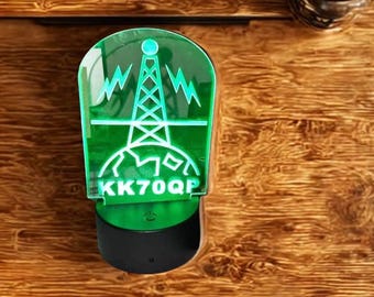 Ham Radio Call Sign Light Straight Key Callsign Display LED - Amateur Radio Operator Remote Control Battery Operated Base USB Base