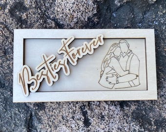 Portamonete in legno personalizzato, regalo per anniversario di matrimonio.